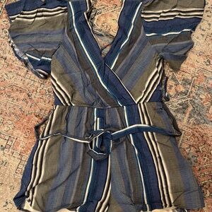 BP Blue and Gray Striped Jumpsuit